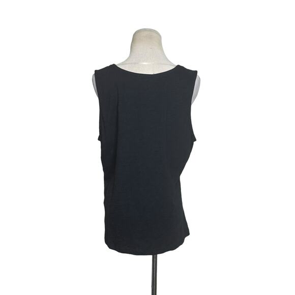 Sanctuary Black Buttoned Front Tied Sleeveless Knit Top Size XL - Picture 2 of 11